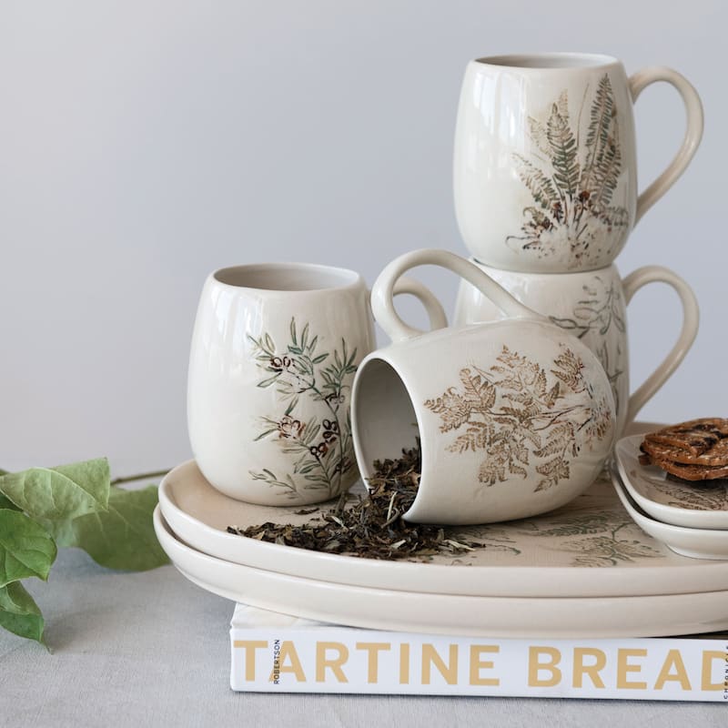 Debossed Stoneware Mug - 5.3"L x 4.1"W x 4.4"H