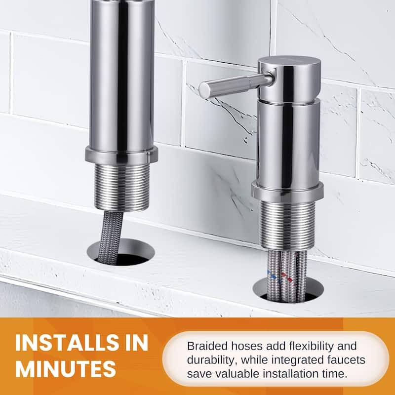 WOWOW Single Handle Pull Down Kitchen Faucet with Soap Dispenser