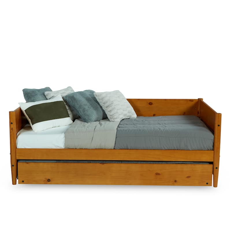 Mid-Century Modern Twin Size Day Bed with Twin Trundle