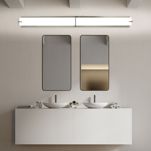 Luxrite 48 LED Vanity Light Brushed Nickel Bathroom Light Fixture 3CCT 40W 2800 Lumens Dimmable Damp Rated ETL Listed 3000 4000 5000