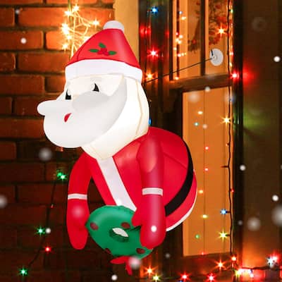 Costway 3.3FT Inflatable Christmas Santa Claus Broke Out from Window - See Details