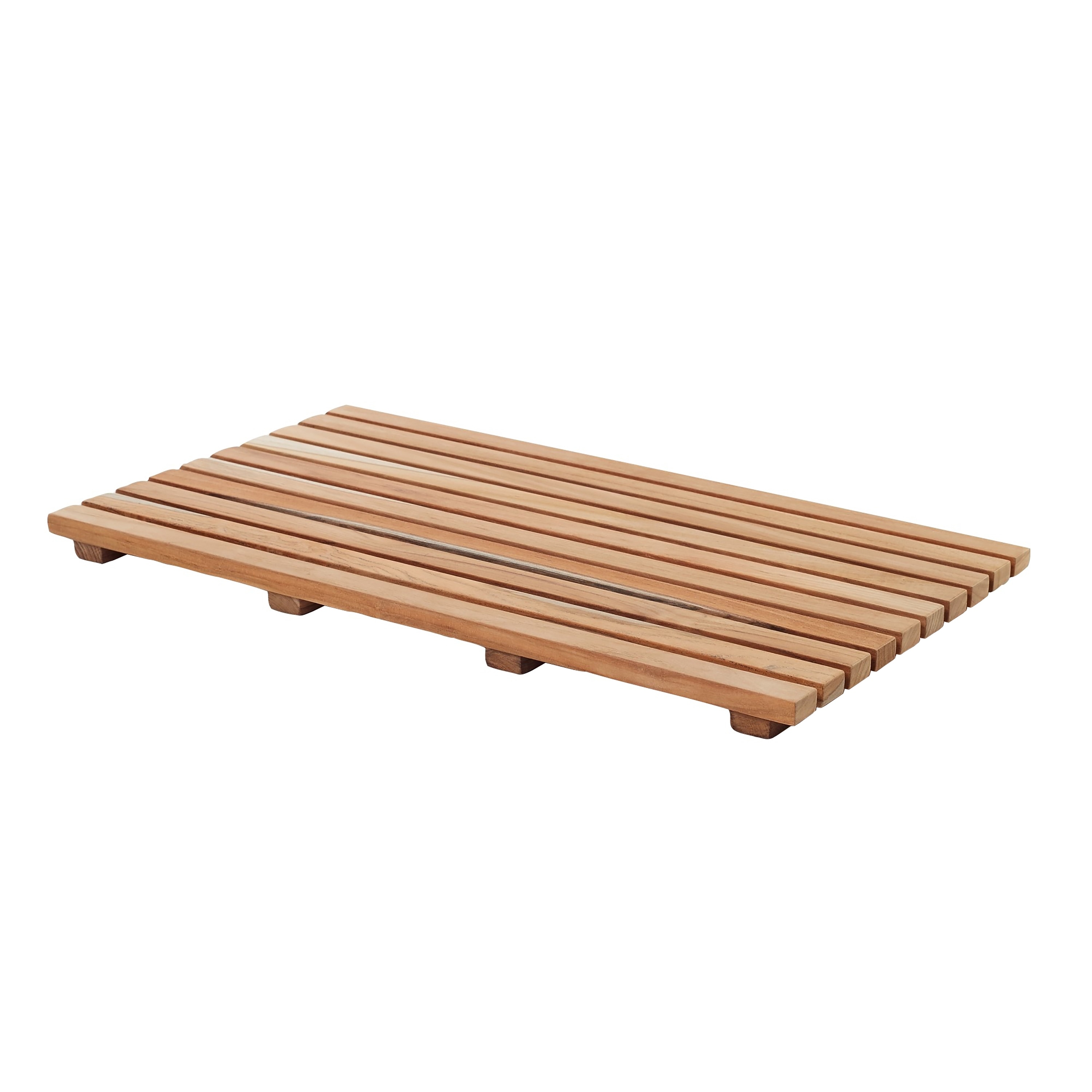 Teak Wood Bath Mat, Wooden Shower Mat for Bathroom, 24 X 16 Inch Non Slip  Wood F