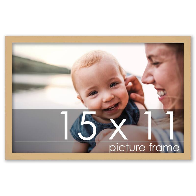 15x11 Traditional Natural Complete Wood Picture Frame with UV Acrylic, Foam Board Backing
