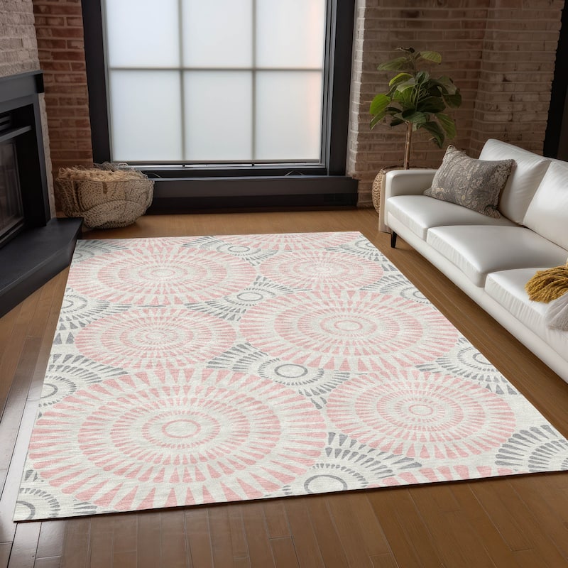 Machine Washable Indoor/ Outdoor Chantille Modern Burst Rug