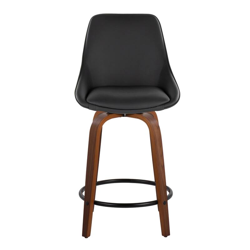 Carson Carrington Alba 24" Fixed-Height Upholstered Counter Stool with Bent Wood Legs & Round Footrest (Set of 2)