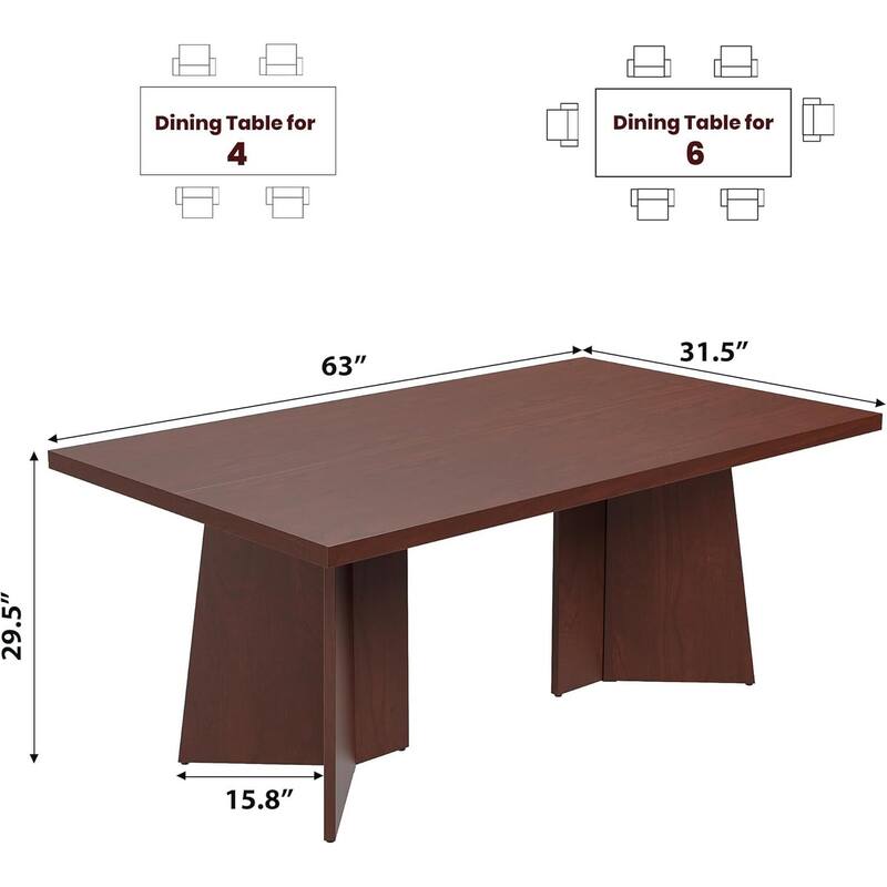 63" Modern Kitchen Dining Table for 6-8 People for Kitchen, Conference Room, Home