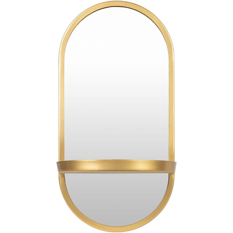 Pinehurst Oval Metal Frame with Shelf Wall Mirror - 24"H x 12"W