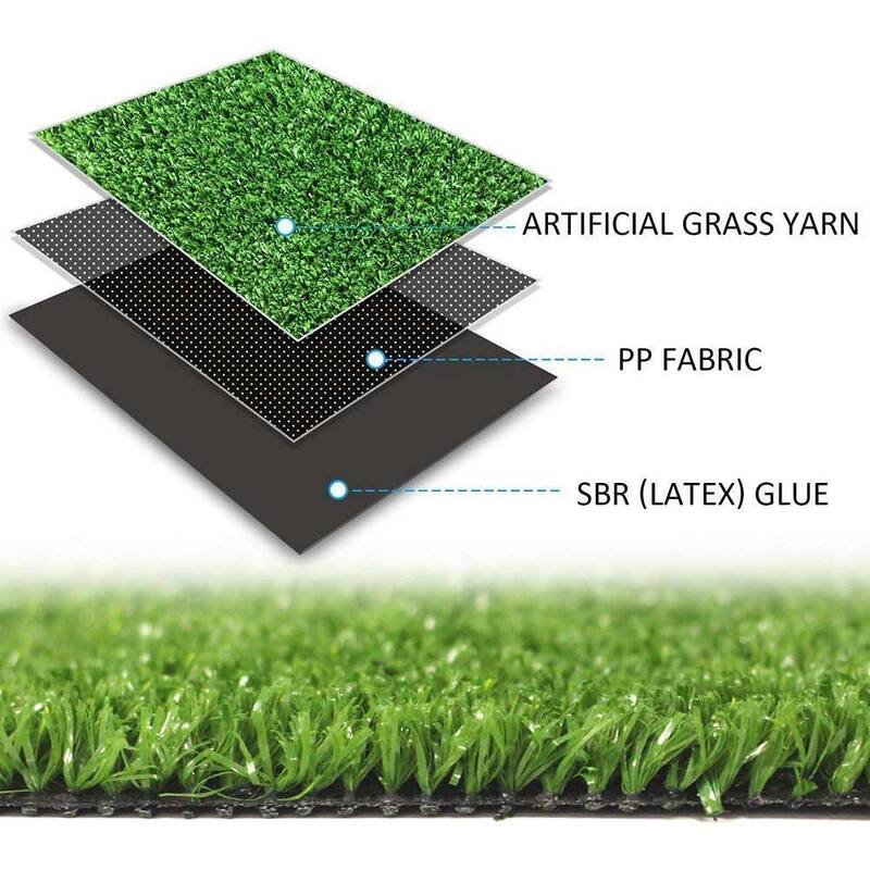 FAMAPY 6.6' x 10' Faux Green Grass Turf Indoor Outdoor Area Rug - 6.6ft x 10ft