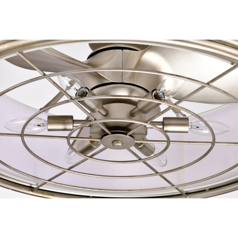 Thane 27 Inch Crystal Glam Style Opaque Glass Fandelier with Remote