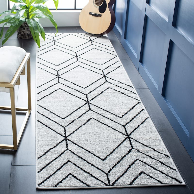 SAFAVIEH Adirondack Benilda Modern Geometric Rug - 2'6" x 6' Runner - Ivory/Black