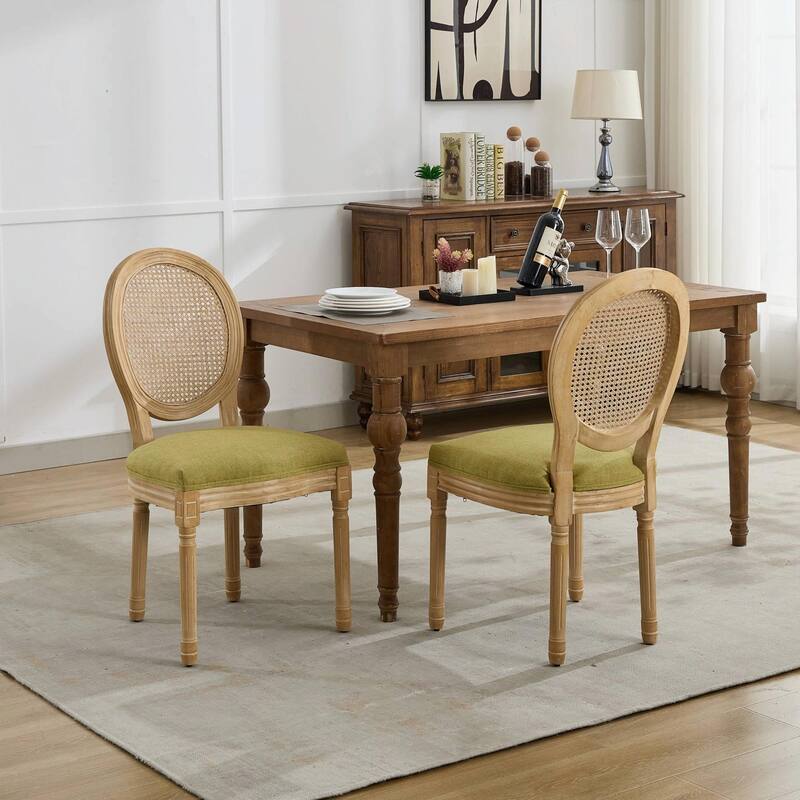 Set of 2 French Style Dining Chairs with Solid Wood Frame