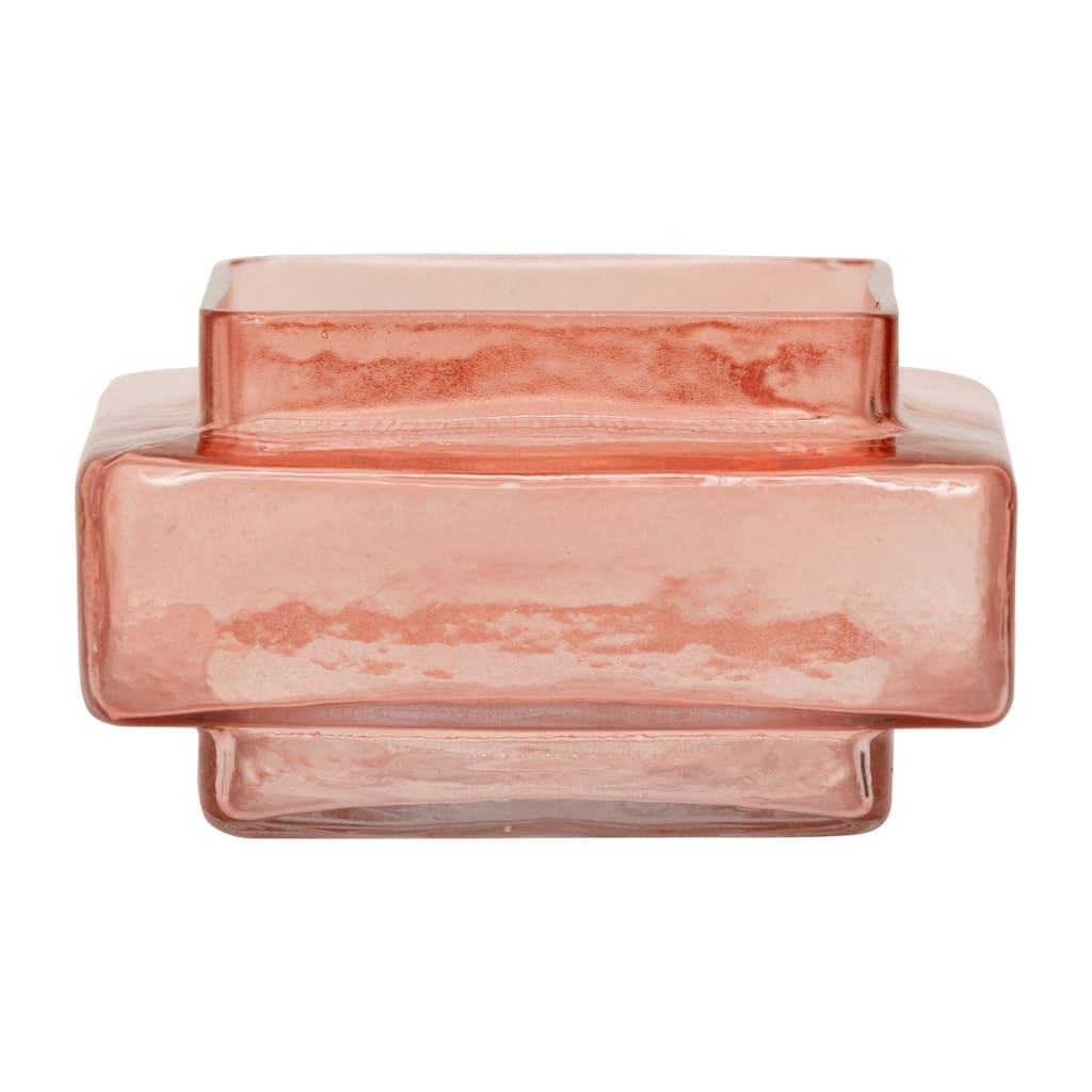 Hammered Glass Extra Large Tealight Holder - 4.5" - Pink