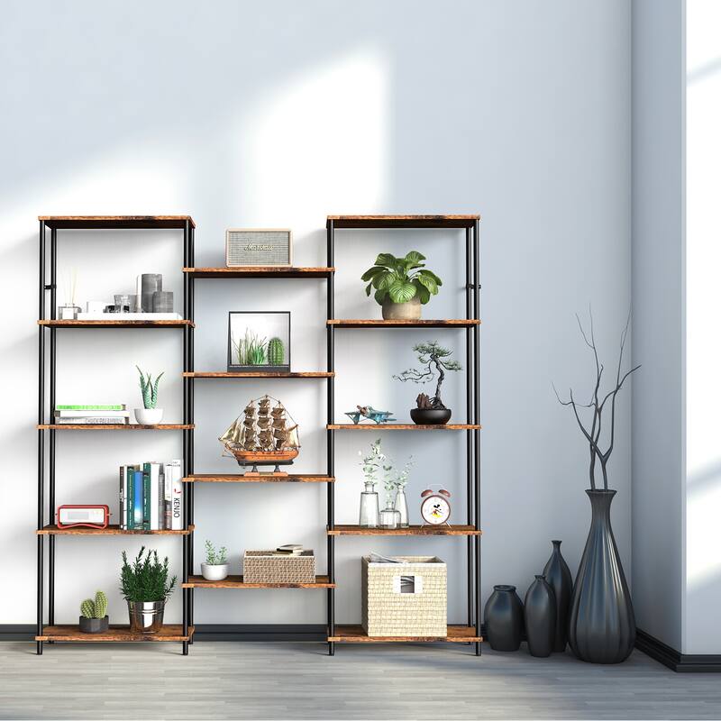 Industrial Bookshelf with 2 Anti-Tipping Strap