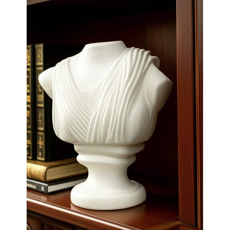 Paper Wood Sculpture Bust Draped Classical Body Form - 16" Ivory - 14.5" x 7.75" x 16"