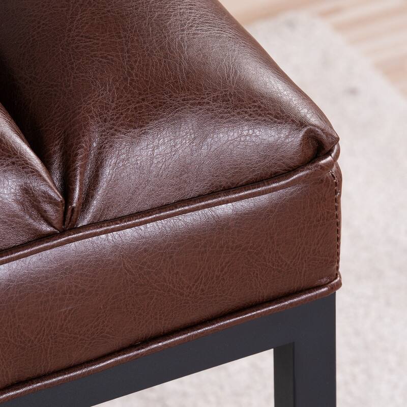 53'' PU Leather Upholstered Bench with Metal Base for Bedroom and Entryway