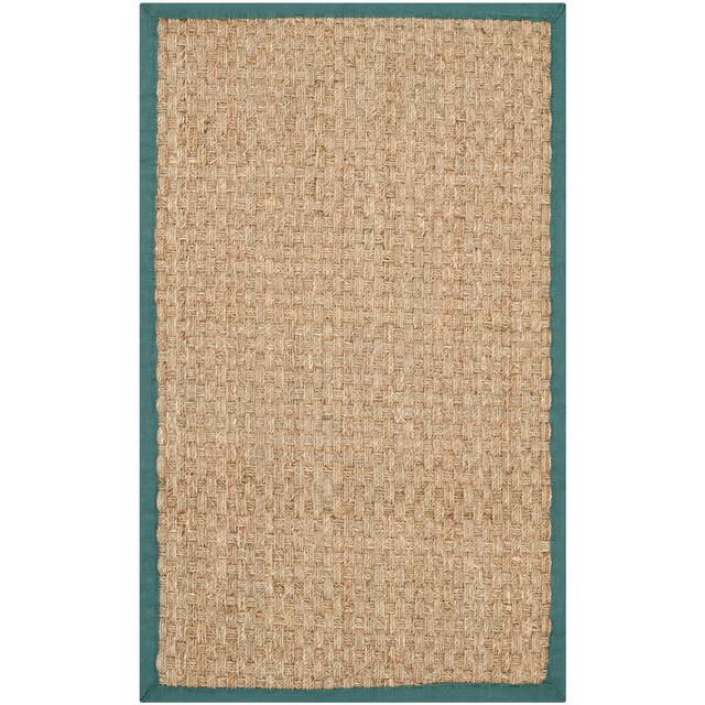 SAFAVIEH Natural Fiber Marina Basketweave Seagrass Rug - 2'6" x 4' - Natural/Light Blue