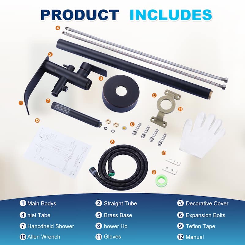 WOWOW Single-Handle Freestanding Waterfall Tub Faucet with Handshower
