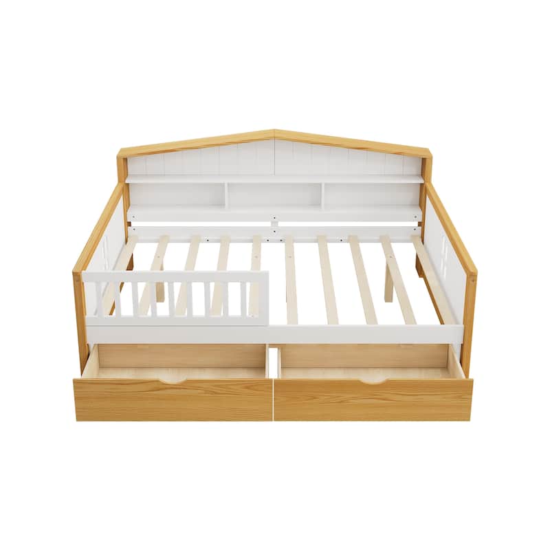 Wooden Daybed Bed Frame with Two Drawers