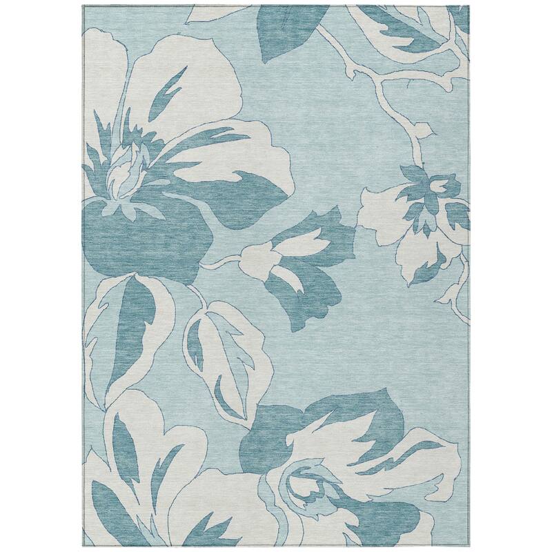 Machine Washable Indoor/ Outdoor Chantille Floral Contemporary Rug