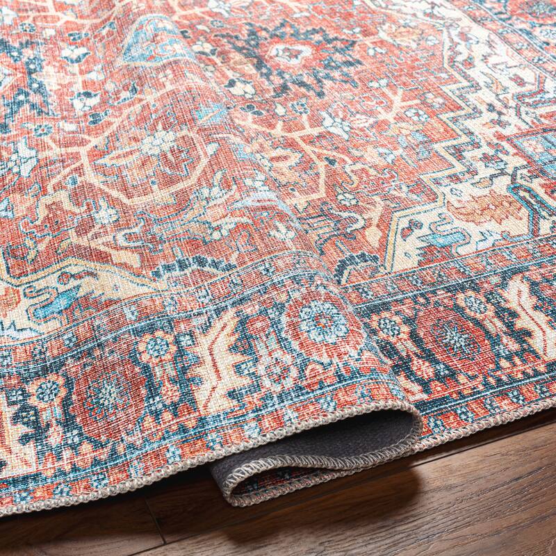 Cantu Machine Washable Distressed Area Rug