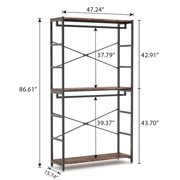 Freestanding Closet Organizer Garment Rack with 3 Shelf & 2 Hang Rod