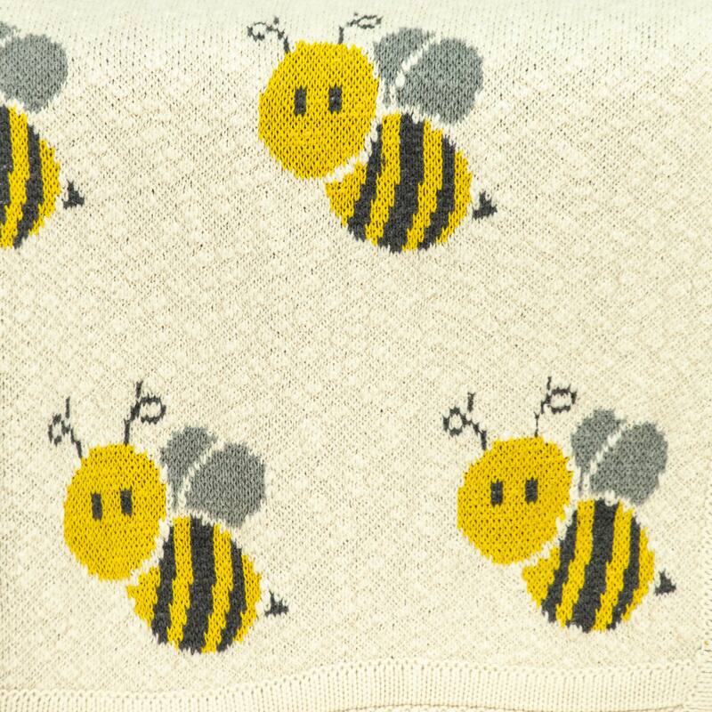 Honeybee Ivory Knitted 32" X 40" Baby Blanket - 32 x 40 - 32 x 40