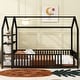 preview thumbnail 3 of 10, Twin Size Metal House Bed with Fence and Detachable Storage Shelves, Black