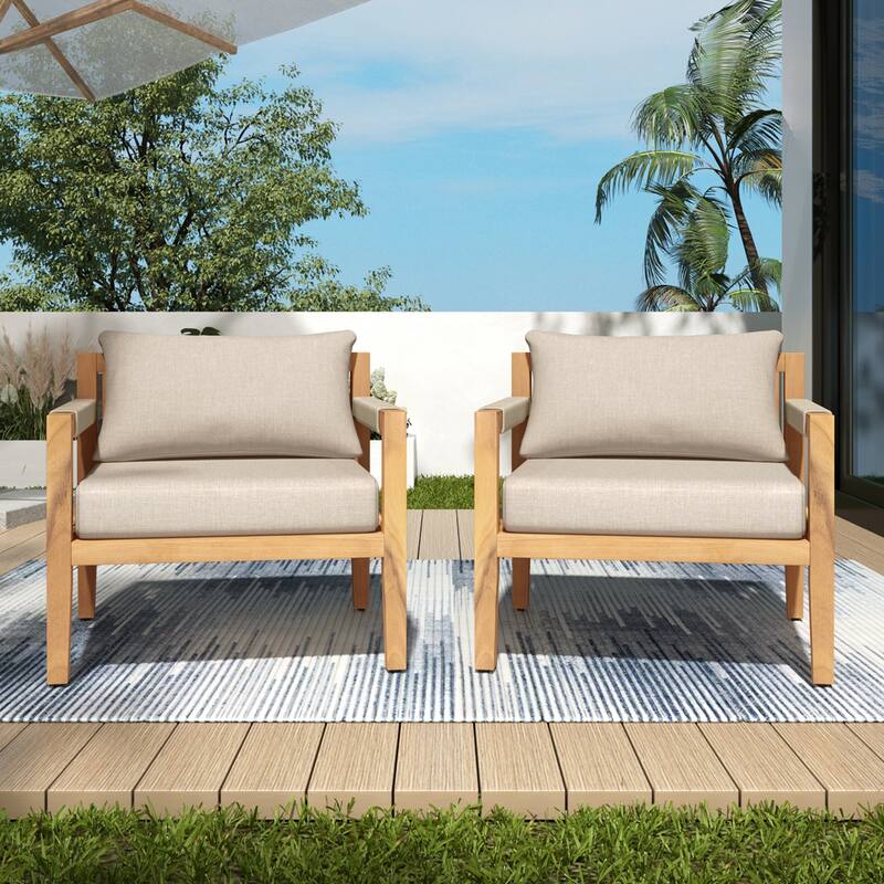 Christopher Knight Home - Modern Outdoor Acacia Wood Club Chair with Side Table