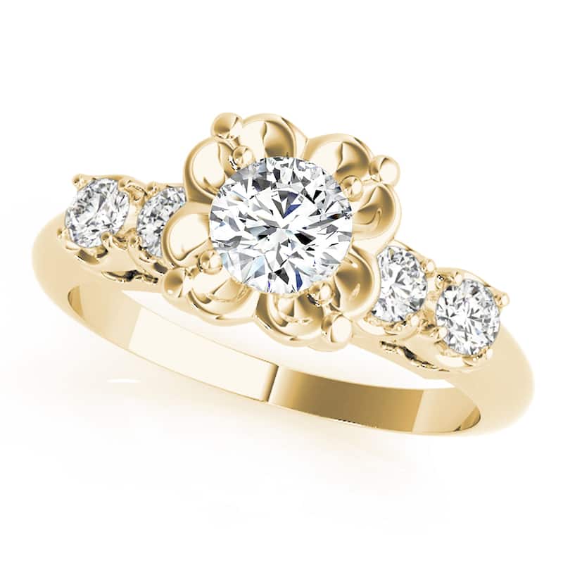 Auriya 14k Yellow Gold Lab Grown Round Diamond Engagement Ring 0.50 to 5.00 ct. tw. (F-G VS) - 0.50 ct. center - 8