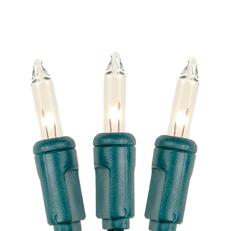 50 Light Christmas Mini Light Set, Green Wire, 25' Long