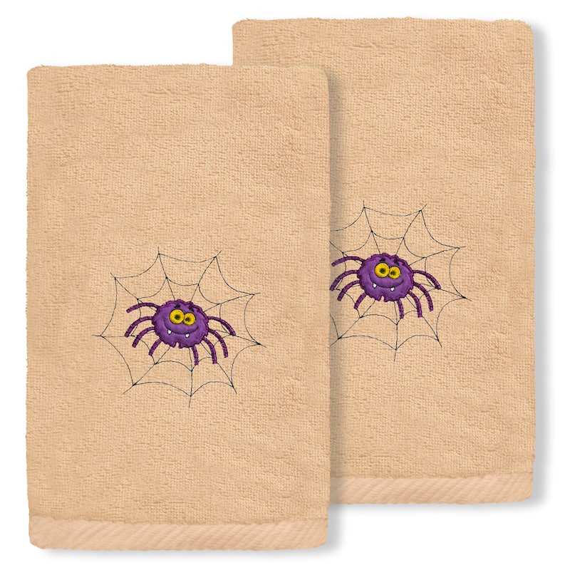 Authentic Hotel and Spa Spider - Embroidered Luxury 100% Turkish Cotton Hand Towels (Set of 2) - Sand