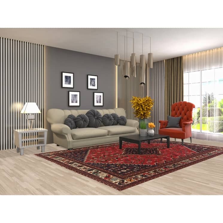 Tribal Shiraz Persian Vintage Rug Living Room Handmade Wool Carpet - 6'7"x 9'10"