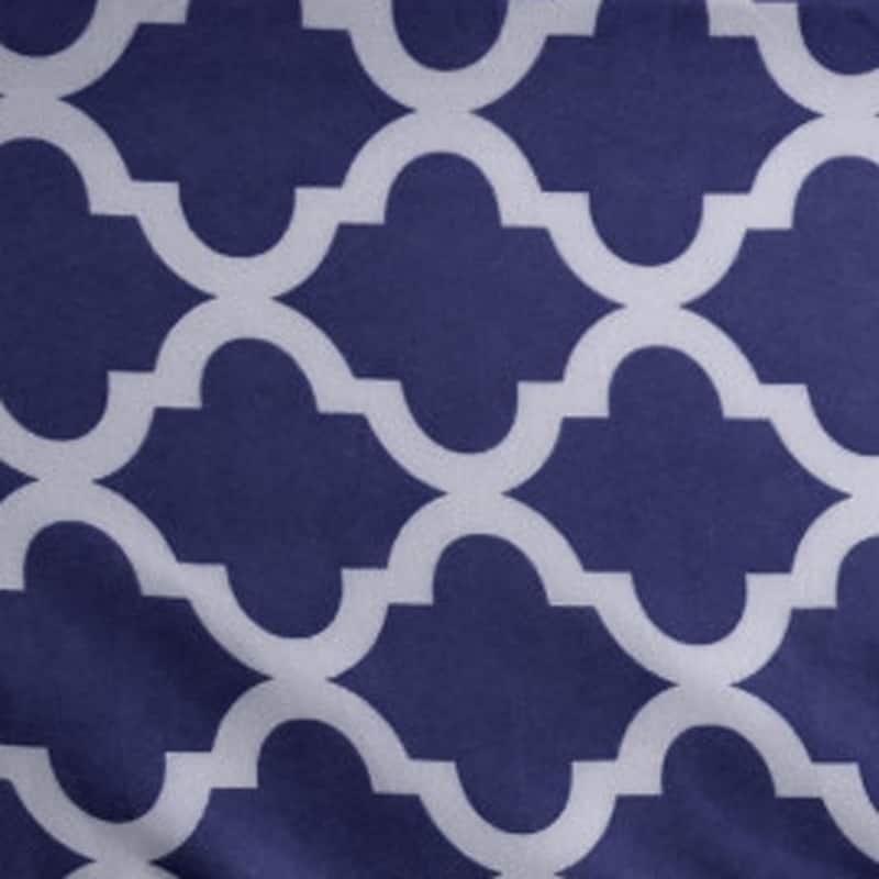 Three Piece Navy and White Quatrefoil Microfiber Twin XL Sheet Set