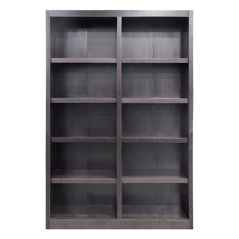 Concepts in Wood Double Wide Wood Bookcase, 10 Shelf, 72 inch Tall