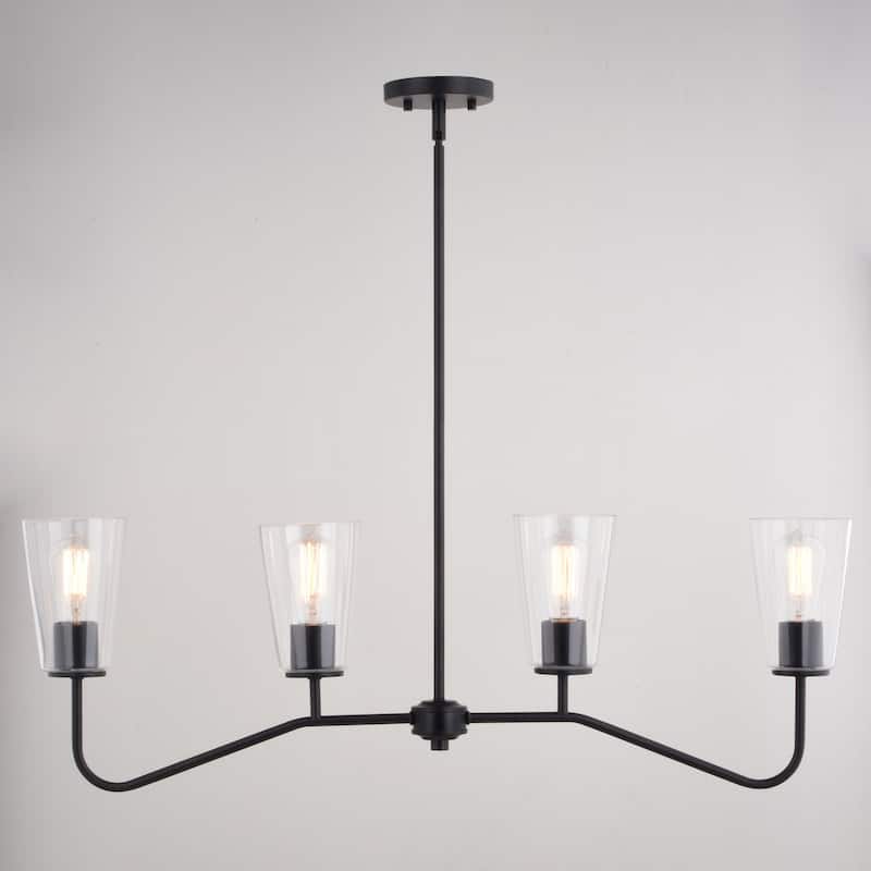 Beverly Linear Chandelier Island Pendant Light Fixture Clear Glass Shade, LED Compatible