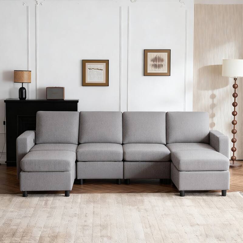 Erommy 6/7-Piece Modular Sectional Sofa – Reversible L-Shaped Couch with Hidden Storage, Space-Saving Living Room Furniture