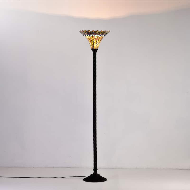 Tiffany-style Peacock Torchiere