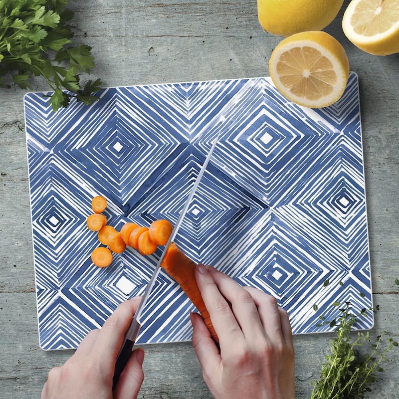 Indigo Diamond 3mm Heat Tolerant Tempered Glass Cutting Board 10” x 8” Manufactured in the USA Dishwasher Safe