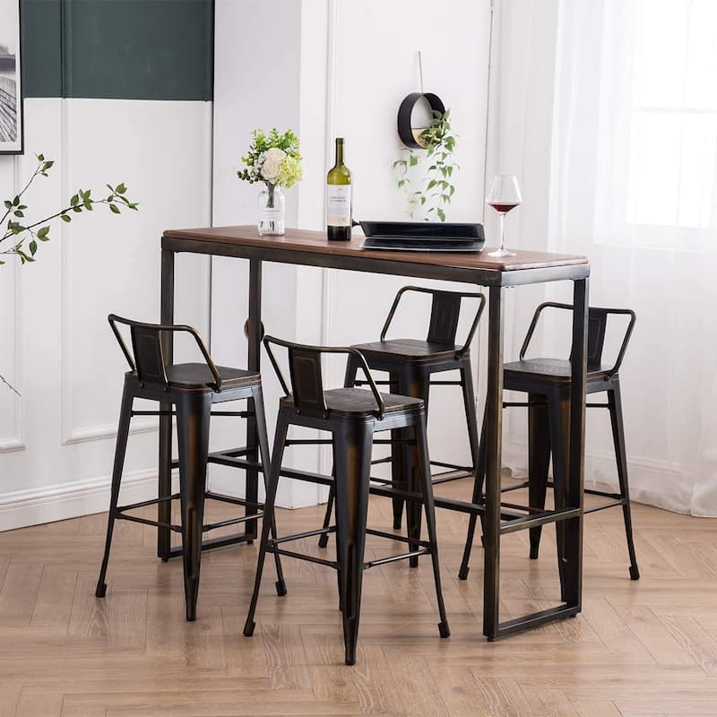 Andeworld Bar Stools 24 Inches Metal bar stools with backs Set of 4