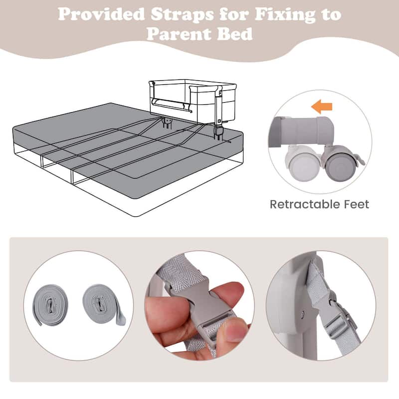 Costway Baby Bassinet Bedside Sleeper with 6-Level Adjustable Height - See Details