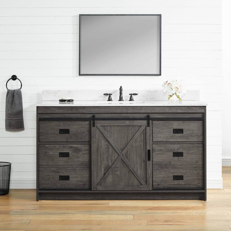 Sudio Design Bathroom Vanity Rafter Collection - 60" Single Sink - Charcoal Gray