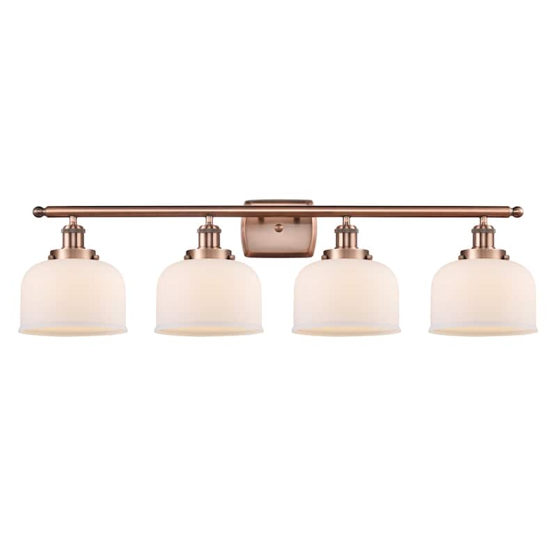 Innovations Lighting 916-4W-11-38 Bell Vanity Bell 4 Light 38" Wide - Antique Copper / Matte White