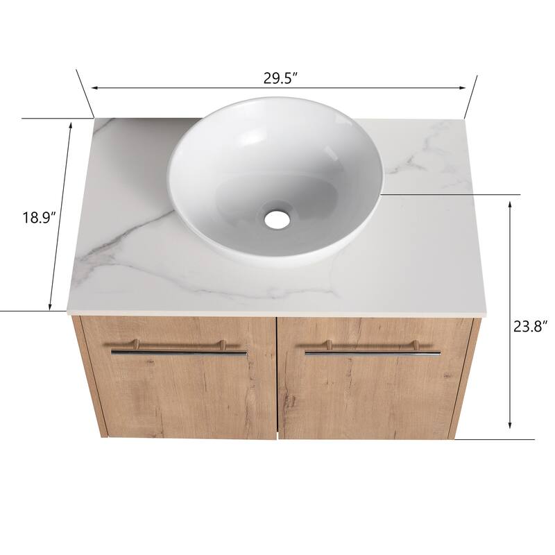 ARTCHIRLY 24"/30" Bathroom Vanity with Sink, Floating Bathroom Vanity with 2 Soft Close Doors