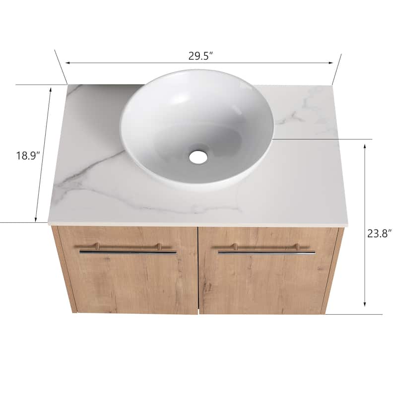 Bathroom Vanity With Sink In 24/30 Inch, Floating Bathroom Vanity With Soft Close Door