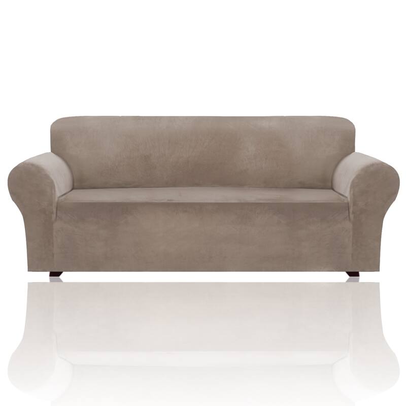 1-Piece Stretch Velvet Plush Sofa Slipcover