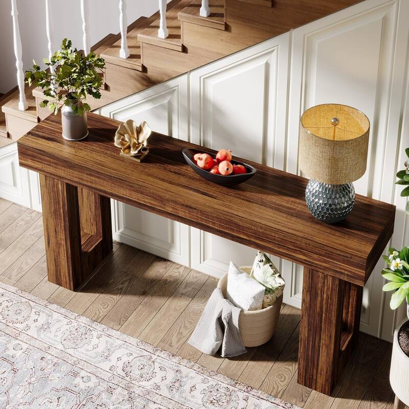 63" Wooden Console Table, Rectangular Sofa Table for Behind Couch, Entryway, HallwayLiving Room