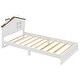 preview thumbnail 10 of 9, Twin Bed Frame Headboard with LED Window, Chimney - White