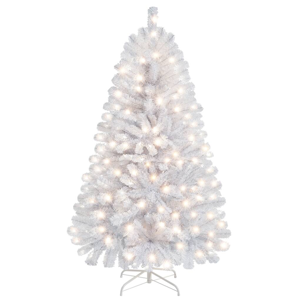 Yaheetech 4.5ft/6ft/7.5ft Pre-Lit Fir Artificial Christmas Tree with 150 Incandescent Warm Lights & 324 Tips
