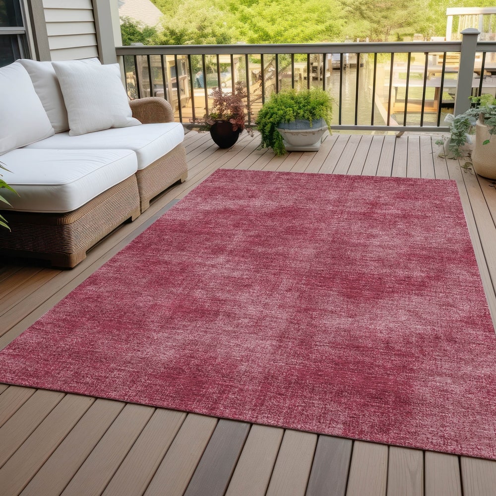 Machine Washable Indoor/ Outdoor Simple Solid Chantille Rug