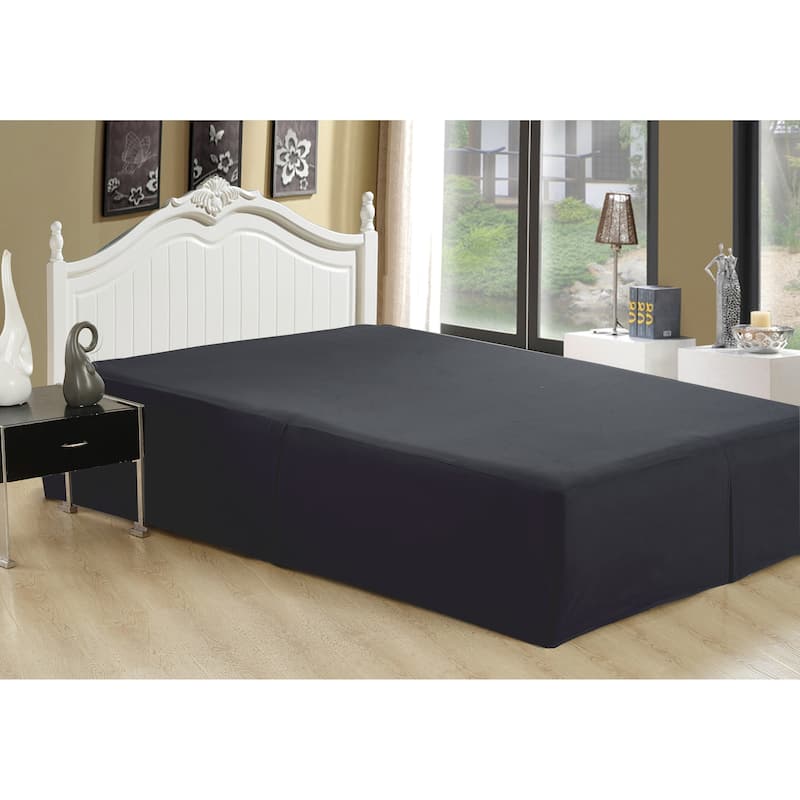 Marina Decoration Soft Hotel Quality All Season Deep Pocket Dust Ruffle 16 Inch Drop Solid Tailored Rayon from Bamboo Bed Skirt - Black - Queen